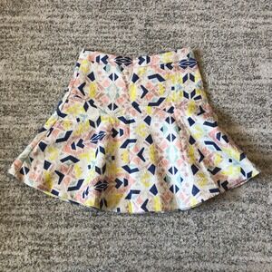 Champagne & Strawberry Mini‎ Skirt Women's Size S Geometric Print Flared Party